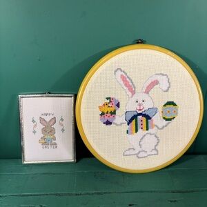 Colorful Easter Bunny Embroidery Hoop Art